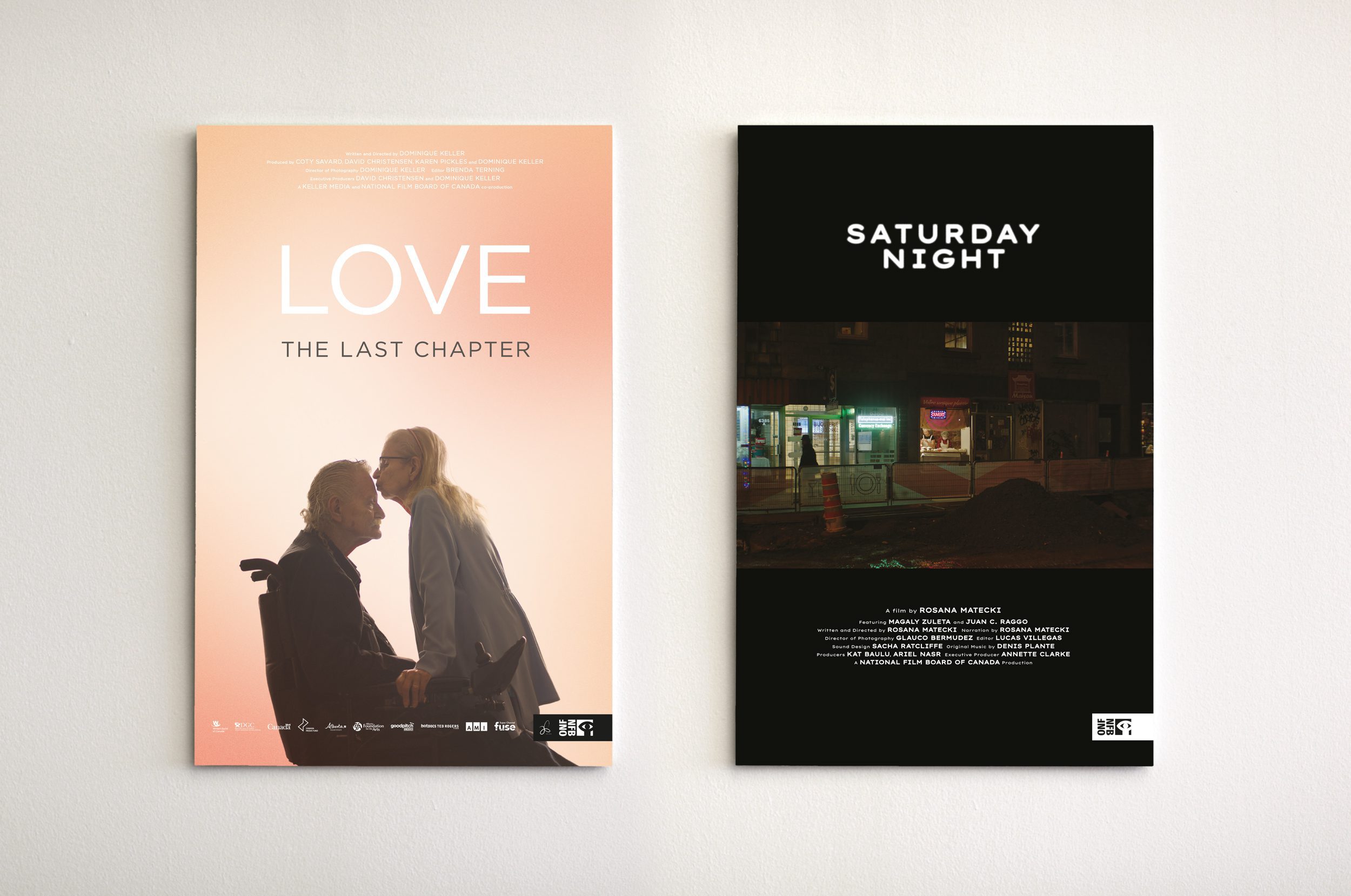 A poster for Love, the Last Chapter and Saturday Night on a white wall